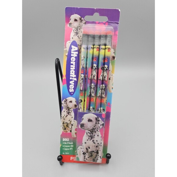 Vintage Pentech Alternatives Neon Rainbow Dalmatian Puppy Pencils NOS - Picture 1 of 2
